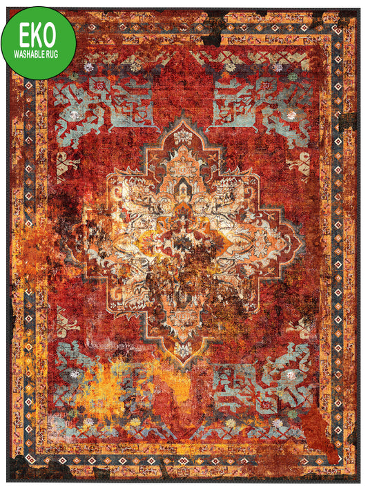 red vintage pattern decorative area rug